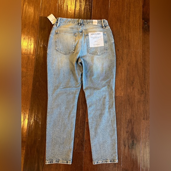 NWT Good American Good Classic Indigo Distressed Straight Leg Jeans Size 6 - Picture 5 of 7